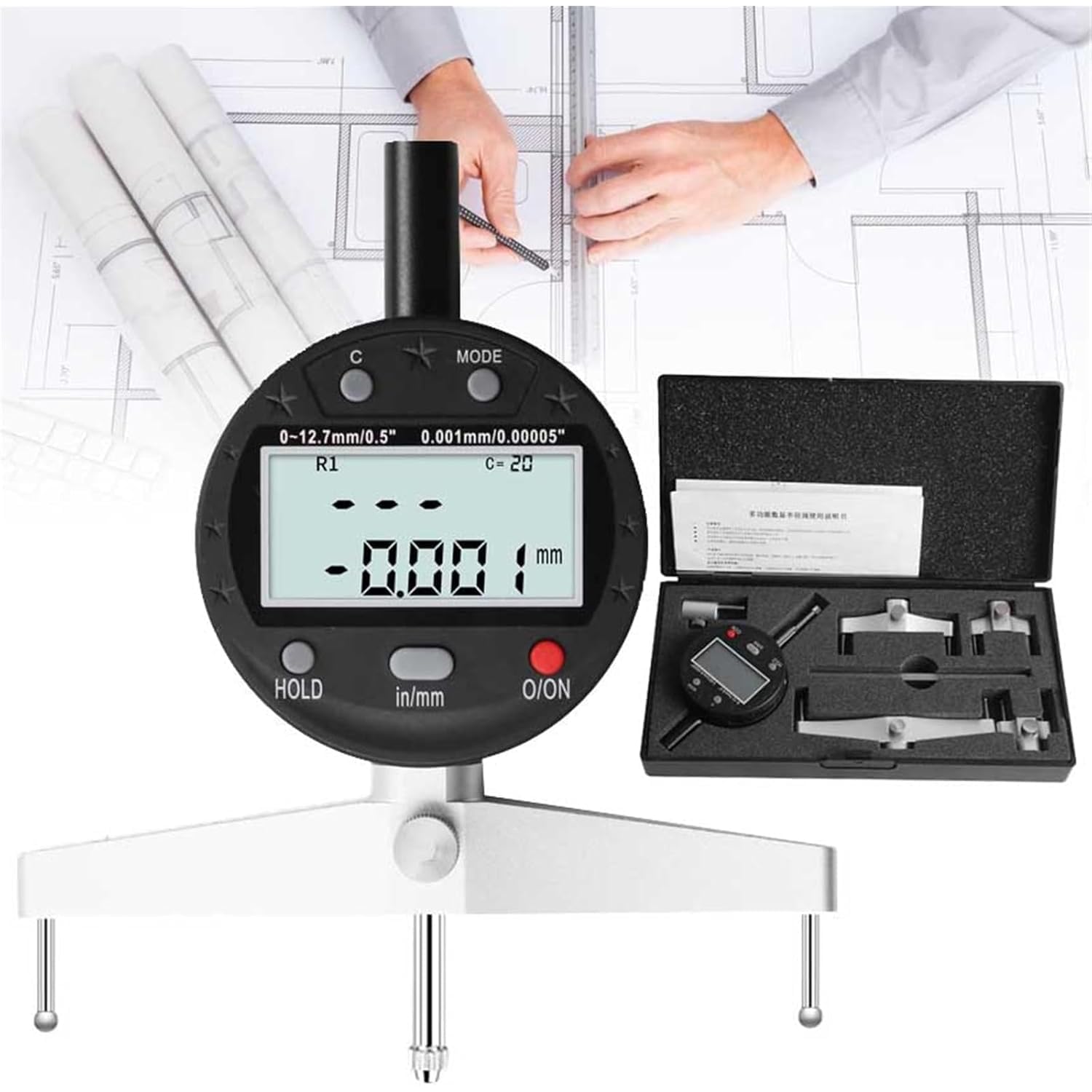 Digitales Radiusmessgerät, hohe Genauigkeit mit mehreren Messbacken, ideal für mechanische Teile und Holzformen