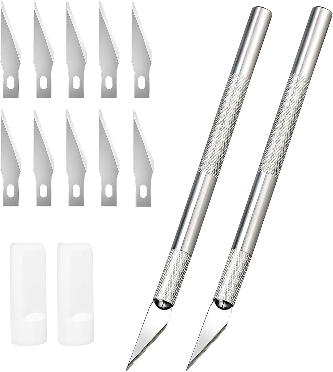 Art Craft Knife Set, 2 PCS Carving Craft/Hobby Knives Set, Precision Knife with 10 Spare Replacement Blades Ergonomic Aluminium Handle for Scrapbooking Stencil Hobby DIY