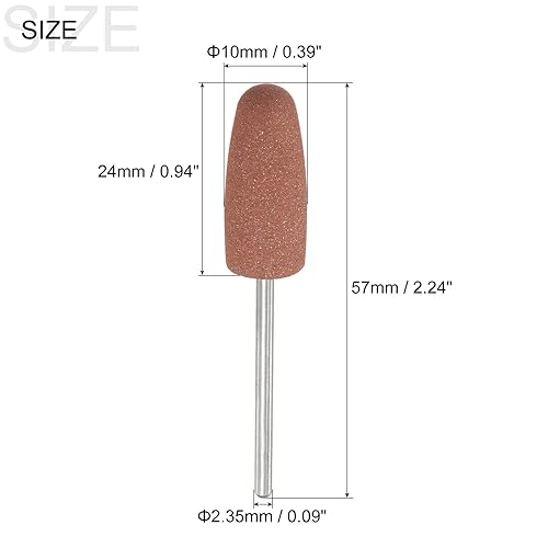 Miniatura 2 de uxcell 12 piezas de piedra montada abrasiva de 80 granos 0.093 in vástago 25 "(10 mm) de diámetro cabezas cónicas de piedra molienda y pulido ruedas