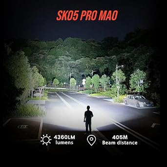 SK05 PRO Mao EDC Flashlight 4360 Lumens, 8000mAh Rechargeable LED Flashlight & Power Bank, 3-in-1 Lighting Modes (Flood/Spot/Side Light) for Camping, Hiking, Emergency,Outdoor | 405m Throw Rechargeable LED Flashlight,3-in-1 Lighting Modes (Flood/Spot/Side Light) for Camping, Hiking, Emergency,Outdoor