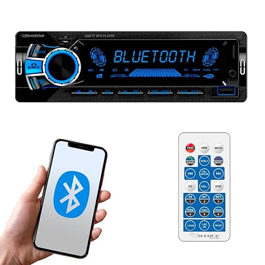 Som Automotivo Roadstar Bluetooth/Micro SD/USB/FM/ISO/MP3/Aux Com Controle Remoto Painel LED Fixo 7 Cores RS2750BR Plus