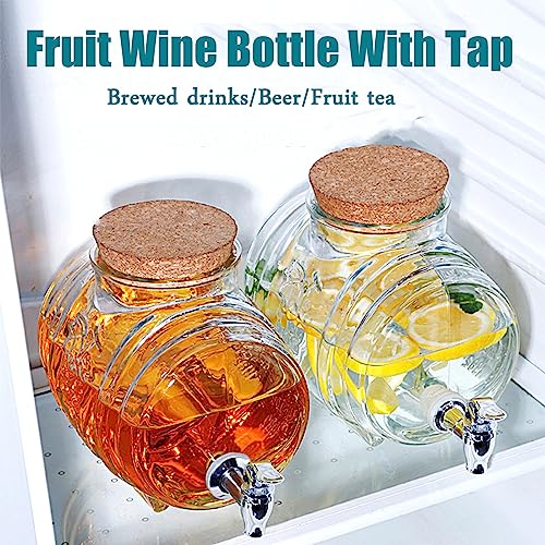 Image of Glass Beverage Dispenser with Handle & Tap - Large Mason Jar Style Drink Dispenser for Juice, Lemonade, Infused Water and Cocktails
