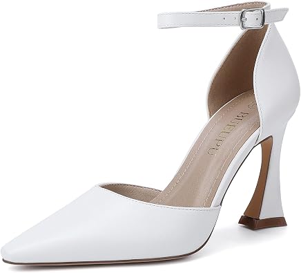 Womens 3.5 in heigh Heel Pointed Closed Toe Ankle Strap Pumps Dress Shoes for Women