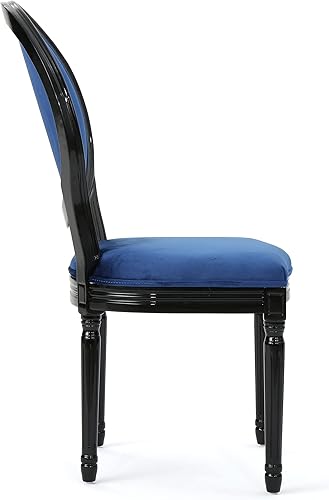 Miniatura 9 de Christopher Knight Home Camille - Sillas de comedor tradicionales de terciopelo, 2 piezas, color gris y blanco brillante Azul marino/negro