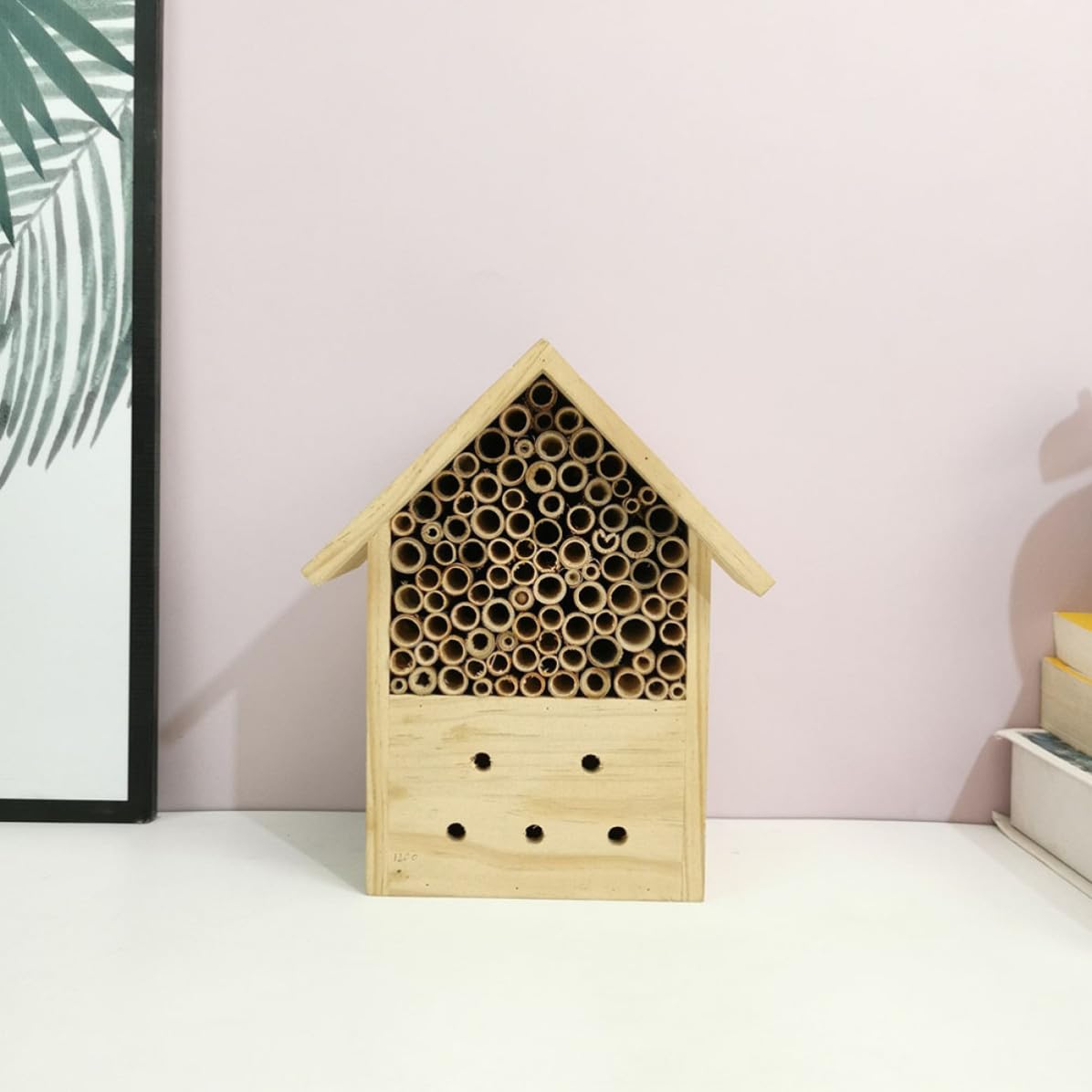 2 Piezas Casa de Abejas de Madera Tipo Cabaña para Jardín Exterior