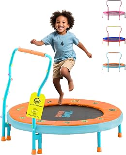 Mini Trampoline for Kids 3-6 with Super Safe Foam Handle Bar | 3ft Toddler Trampoline Indoor with No-Gap Cover for Indoor and Outdoor