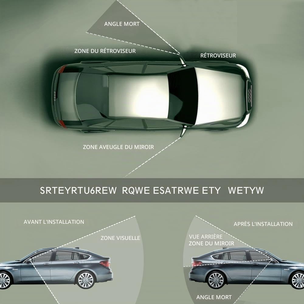 2x retroviseur conduite accompagnée, TOTMOX rétroviseurs d'angle mort, rétroviseurs de rechange universel pour vue arrière de voiture, panoramique grand angle réglable à 360° avec yeux de grenouille