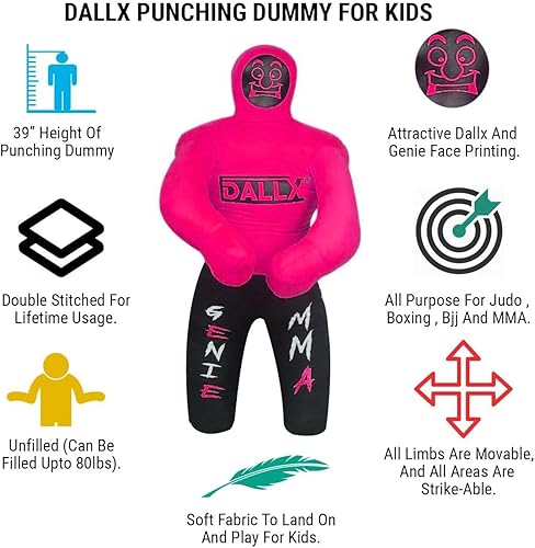 Miniatura 10 de DALLX Muñeco de boxeo para niños para entrenamiento de fitness, práctica de lucha libre, judo karate, artes marciales mixtas para niños, Jiu-Jitsu,