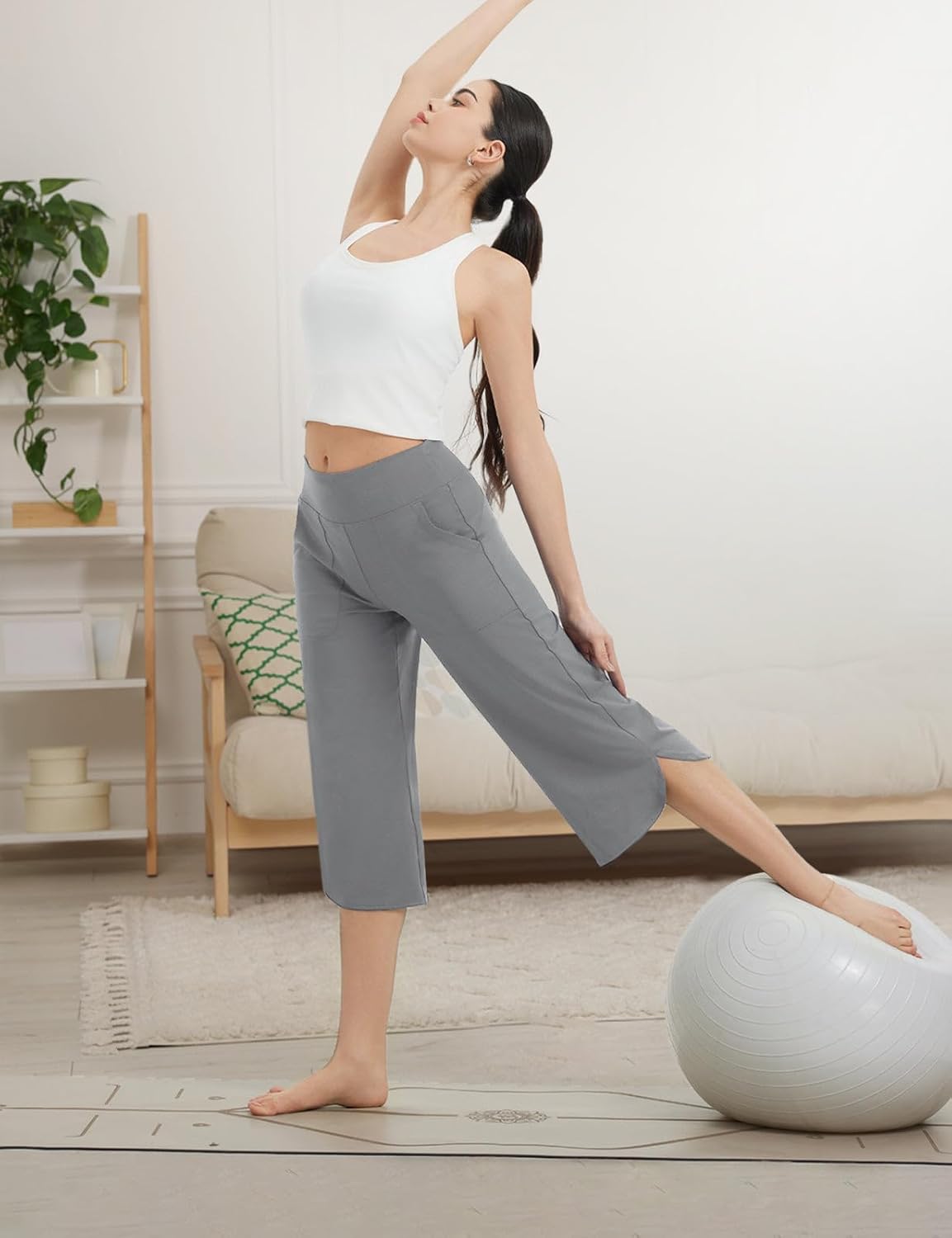 baleaf Women's High Waist Yoga Capri Pants with Pockets - Image 3