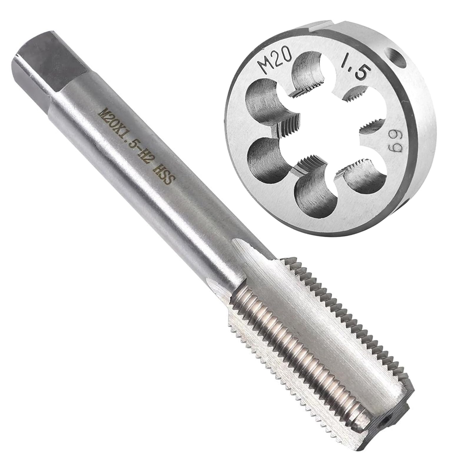 Teocpai M20 x 1.5mm Screw Tap and Die Set including Round Thread for Repair Nuts Bolts