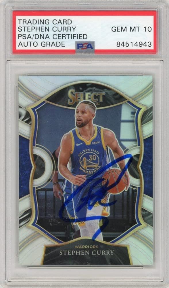 Stephen Curry 2020-21 Panini Select Basketball Autographed Silver Card #57- PSA/DNA 10