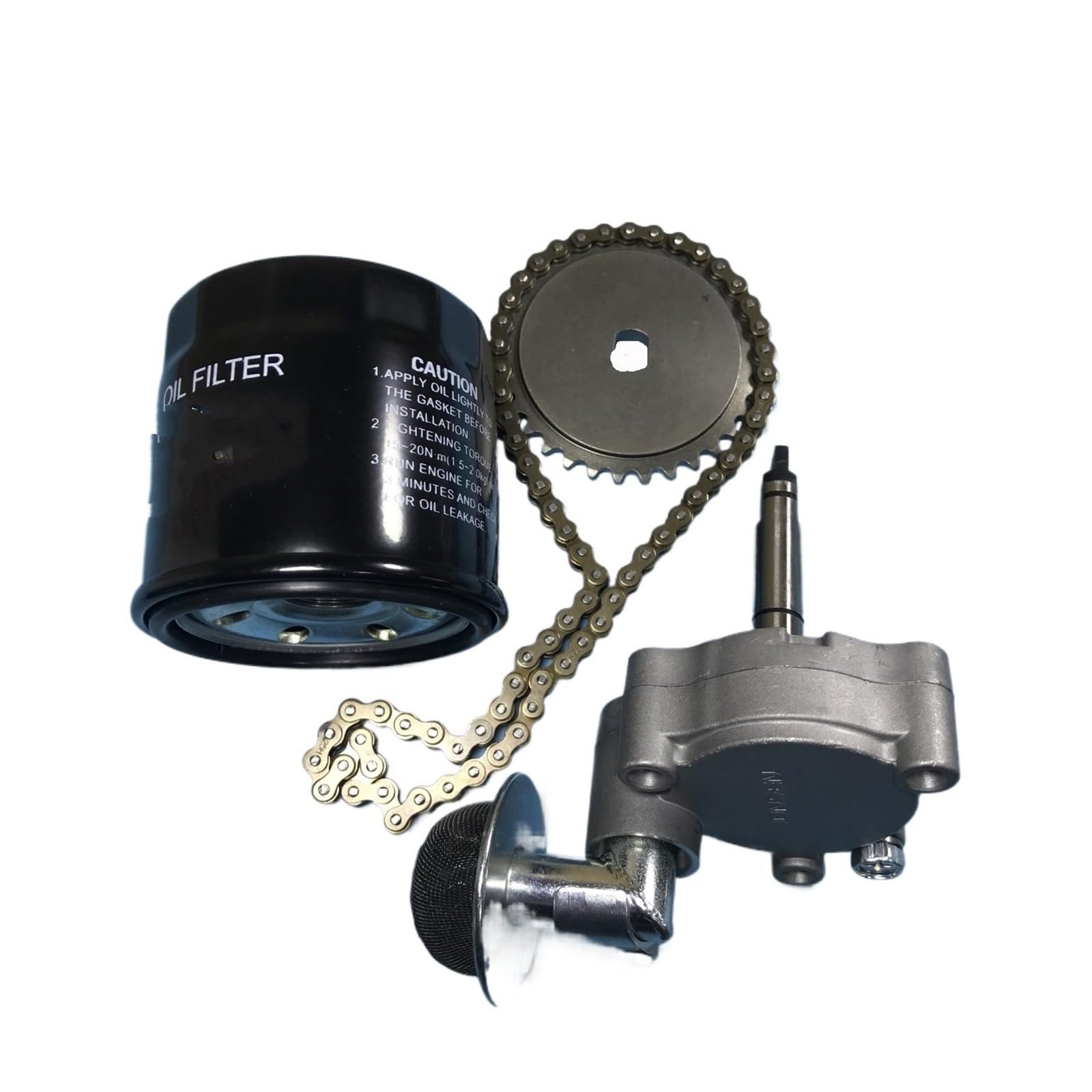 kit catena pompa olio Adatto per CF500 500CC ATV Kit di riparazione motore CF500 CF188 Filtro olio Pompa olio e pompa olio Trasmissione a catena Pignone catena pompa olio motore
