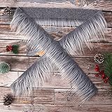 Kunstleder Plüsch Pelzstoff Vorgeschnittene Streifen 2 x 60 Zoll Graues Fell Stoff Flauschiges Plüsch Handwerksfell für Gnomenbart Weihnachtshaar Zwerg Cosplay Kostüm DIY Weihnachtsdekoration