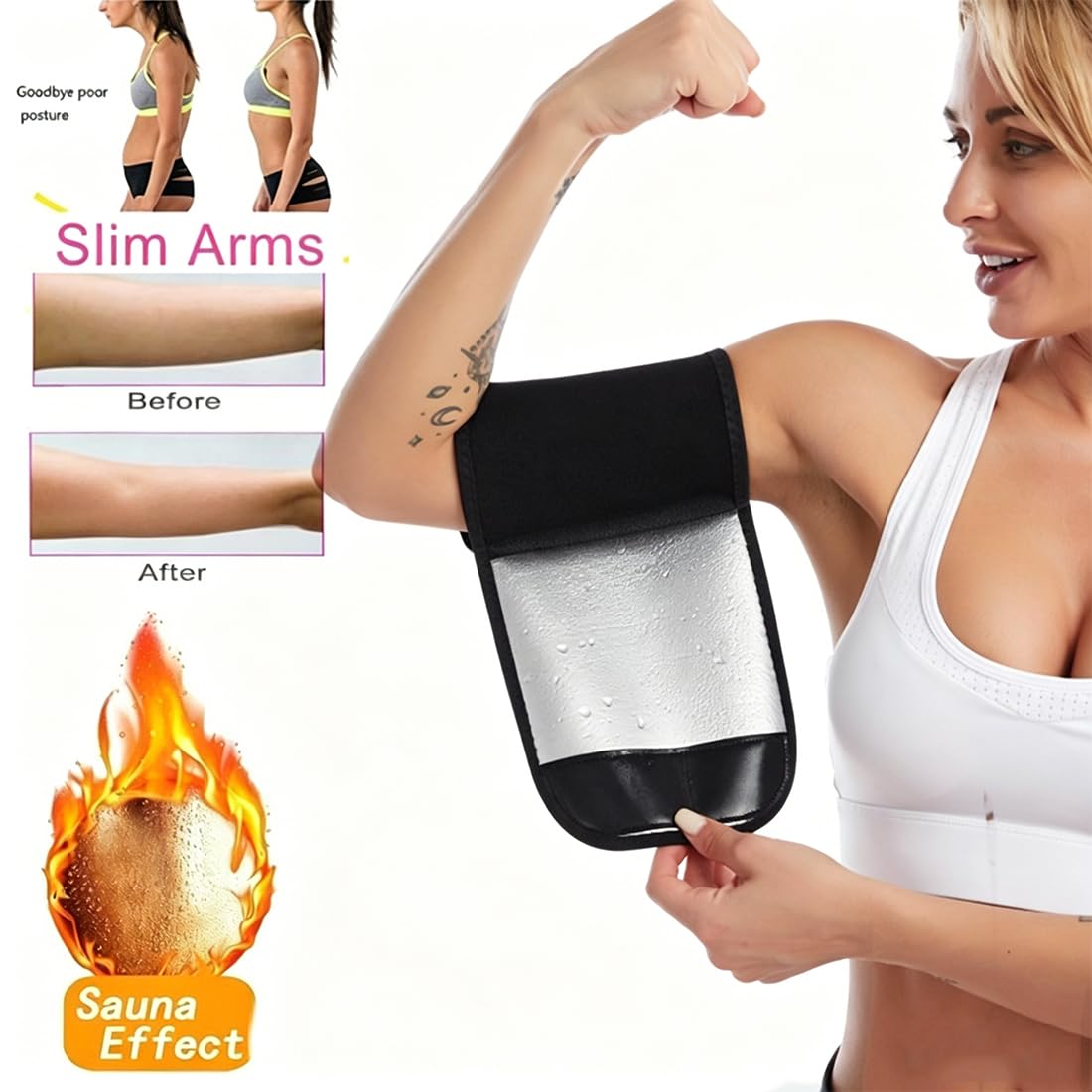 Générique ARMPLIFY Brassards Amplify, Manchons ARMPLIFY Doubles, Bandes Amincissantes Ajustables Pour Les Bras, Gaines Anti-Transpiration, Pour Femmes Et Hommes, Idéales Pour Le Sport