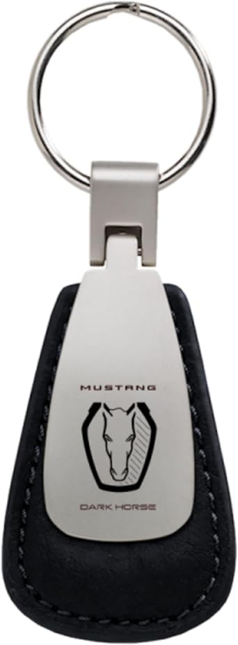 AU-TOMOTIVE GOLD INC. Officially Licensed Mustang Dark Horse Keychain | Leather Teardrop