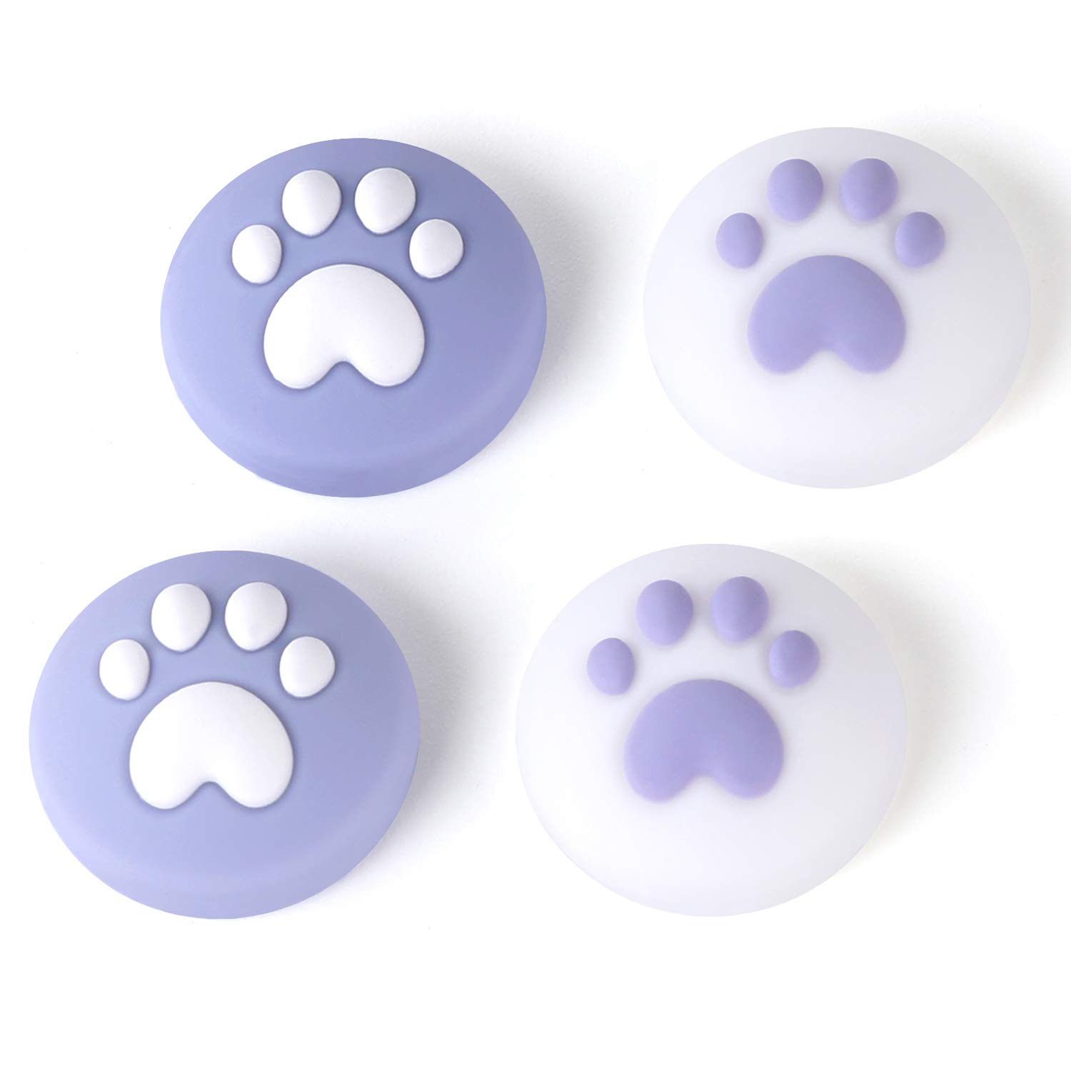 LightPro Switch Joy Con Thumb Grips Cap Joystick Caps for Nintendo Switch and Nintendo Switch Lite Controller, Cute Cat Paw Soft Silicone Analog Stick Covers-Purple - Purple