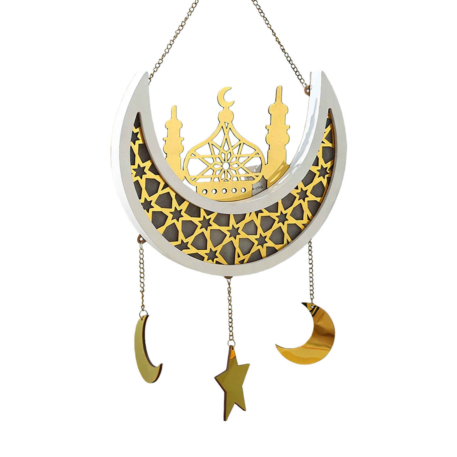 hogtnd LED Moons Castles Pendant Creates Dreamy Atmospheres for Romantic Home Decorations with Soft LED Lights Made of Wooden Materials for Holidays