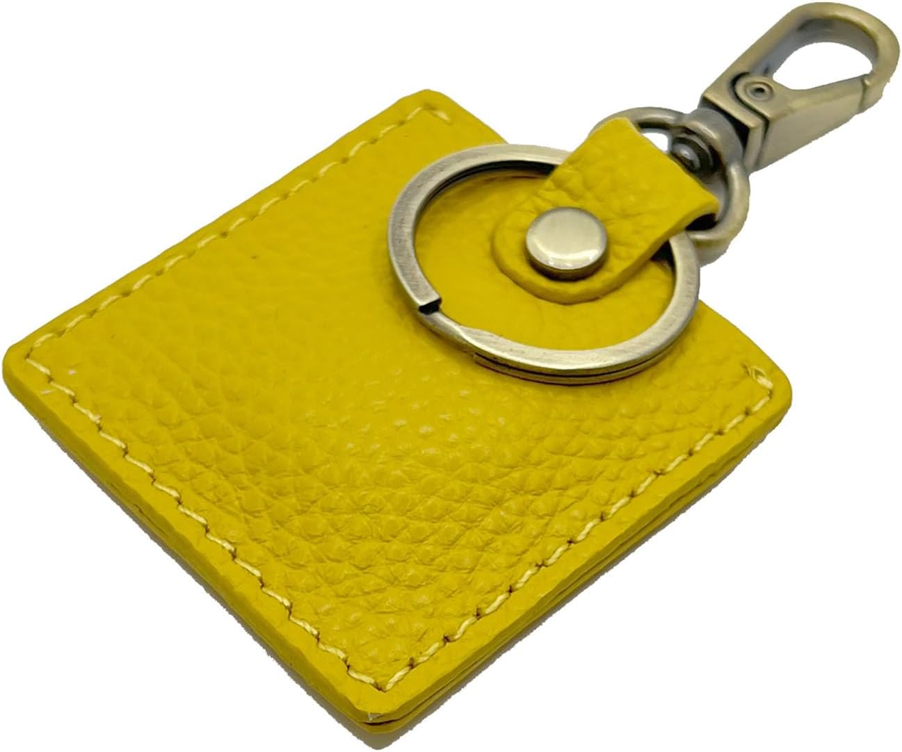 Genuine Leather Airtag Holder Keychain,Full Coverage Protective Case for Apple Airtag GPS Tracker,Portable Airtag Cover