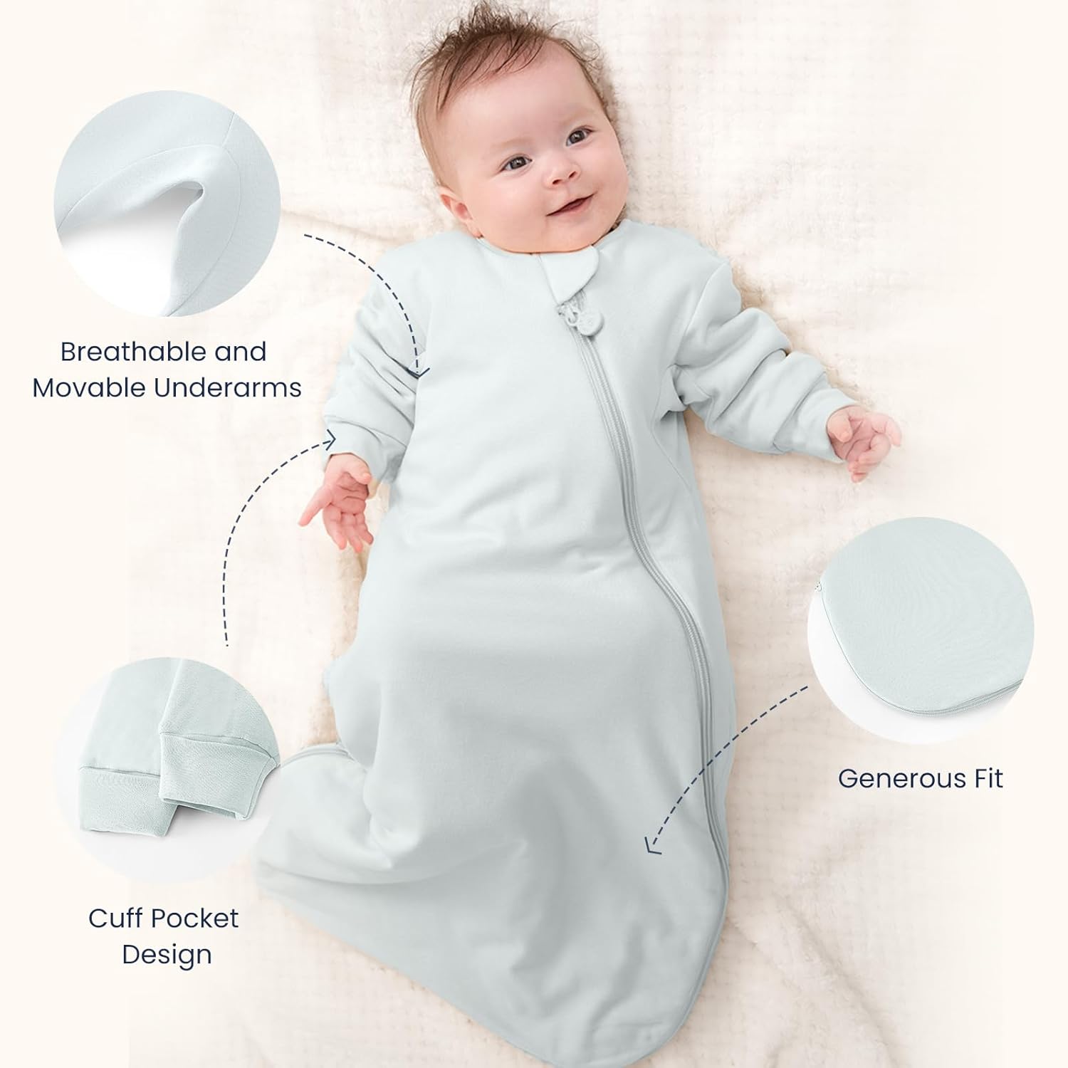 Unisex Sleeping Bag for Babies and Toddlers 1.0 Tog Sleep Sack 0-6 Months, Newborn Sleep Sack, Wearable Blanket Baby, One Piece Long Sleeves, Gifts for Baby - Image 7