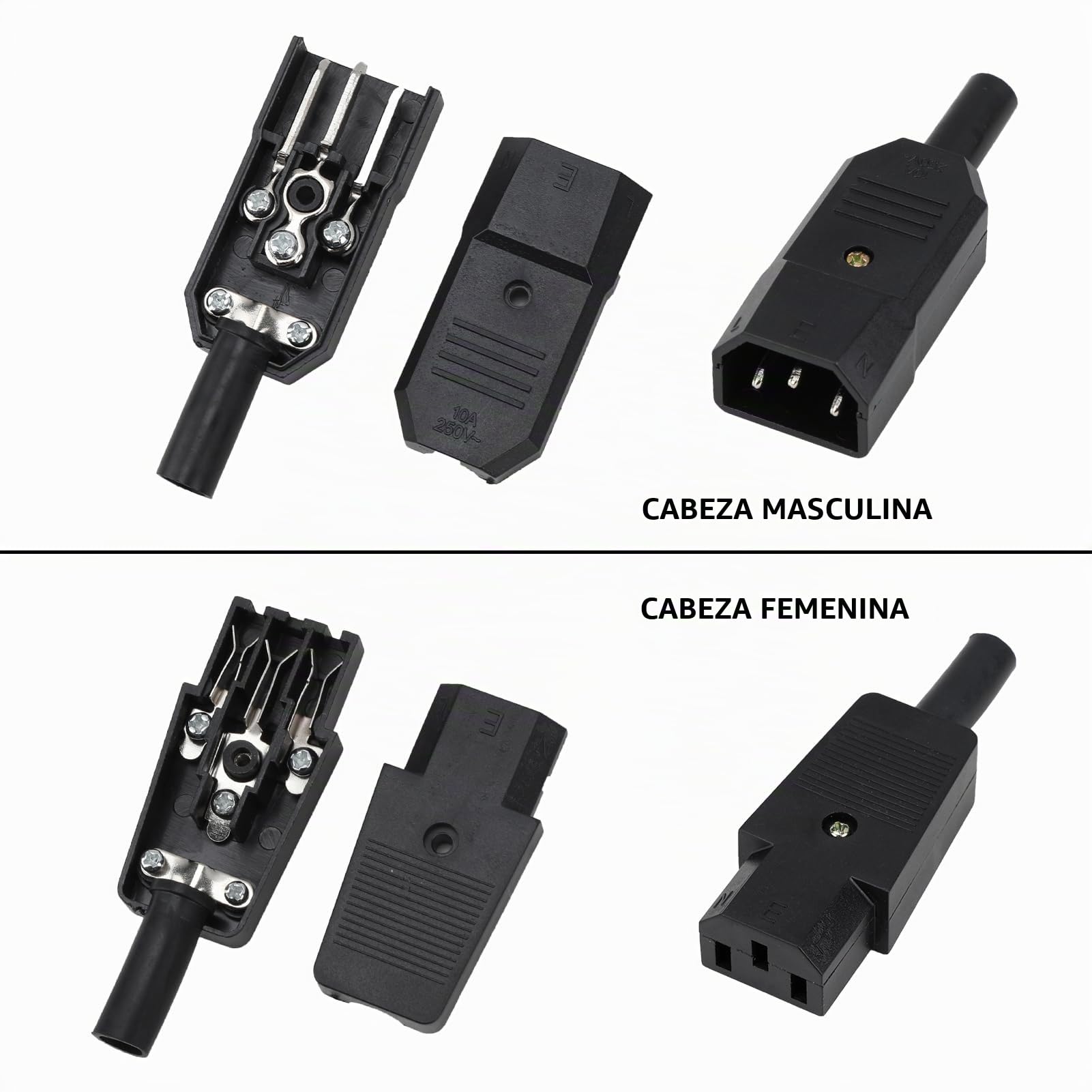 Pack De 8 Conectores IEC C13 Y C14 Macho-hembra 10A 250V Para Cables De Alimentación