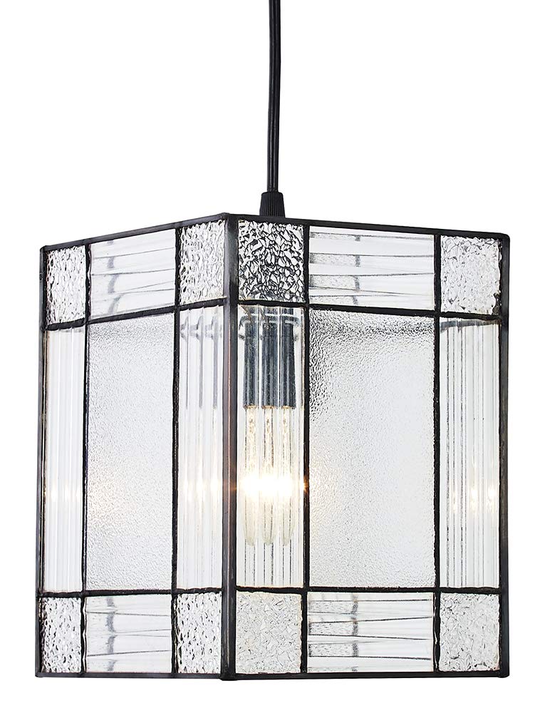 Happy Homewares Contemporary Clear Glass Tiffany Easy Fit Pendant Light Shade with Square and Rectangular Panels by Happy Homewares