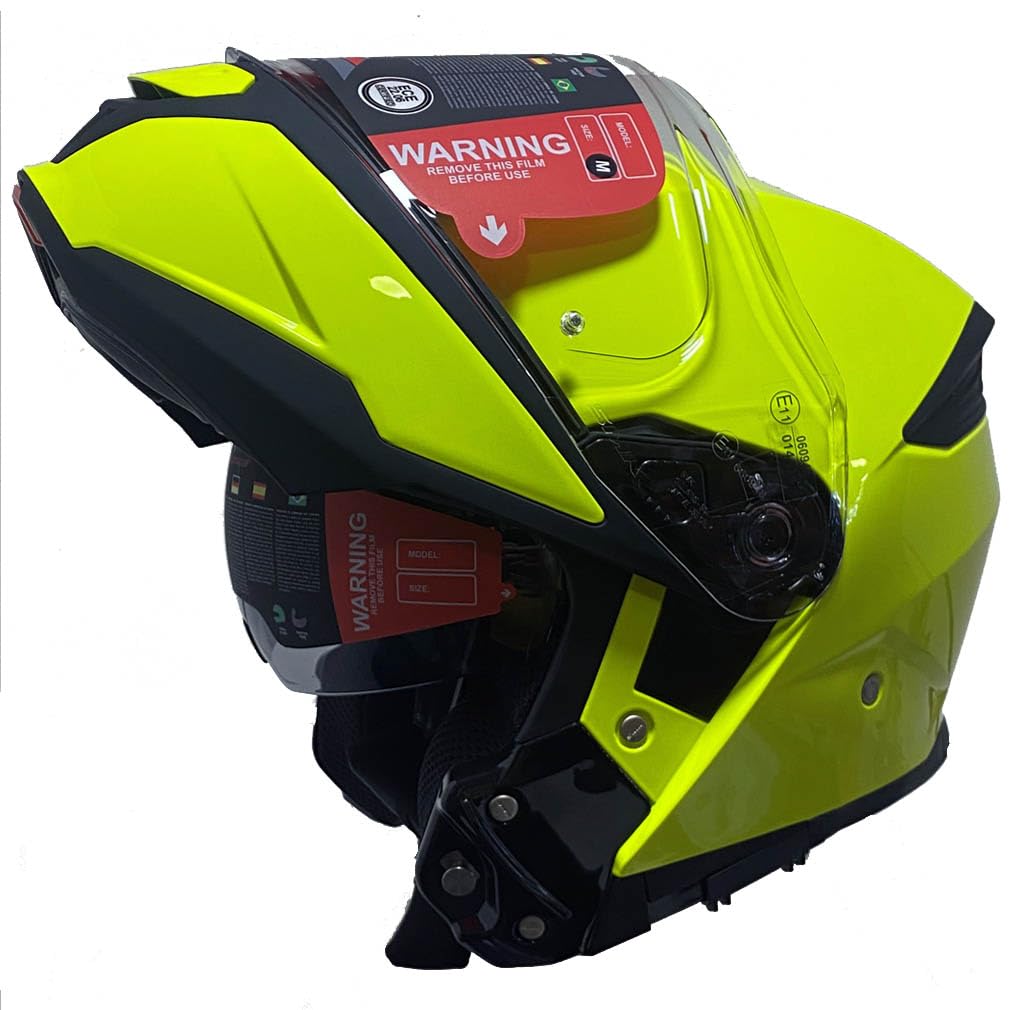 Casco de Moto Modular SMK Gullwing Abatible con Visor Solar Amarillo Fluo - Homologado P/J ECE 22.06 - Designed