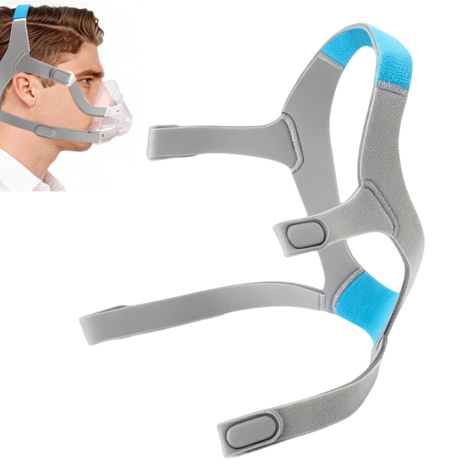 Cpap opaska zastępcza do Airfit F20 / Airtouch F20, regulowana, zamiennik paska maski do Resmed Airfit F20, nadaje się do prania, unisex, miękka, wygodna taśma Cpap (tylko opaska na głowę)
