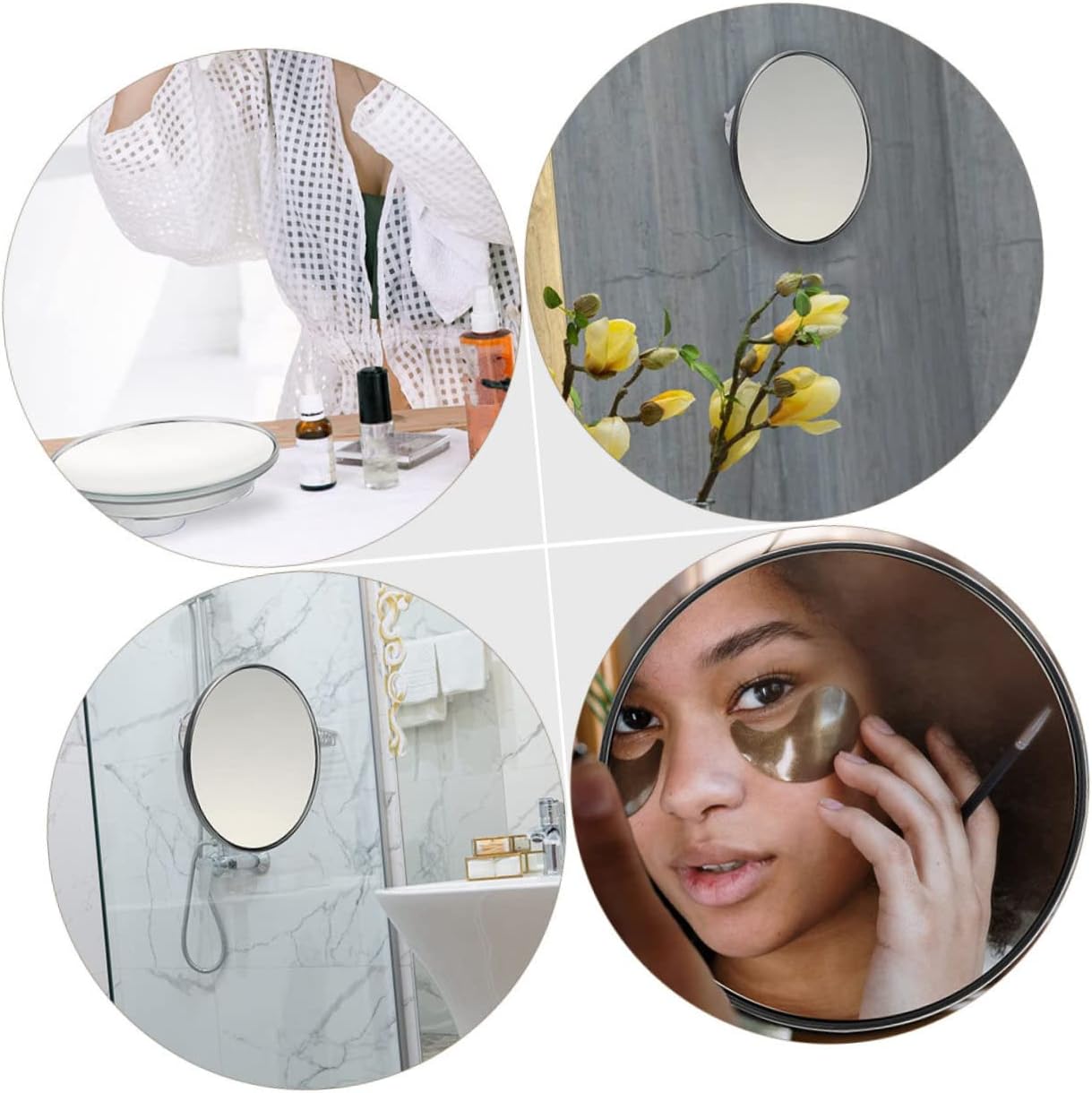 Healifty 2Pcs Magnifying Suction Cup Makeup Mirror Portable Cosmetic Mirror for Wall Mount for Men and Women Easy to Place and Carry