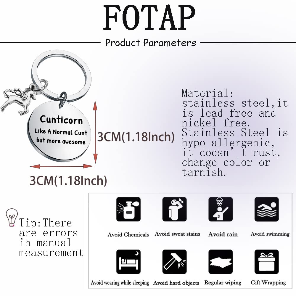 FOTAP Cunt Keychain Cunt- Like A Normal Cunt But More Awesome U Inspirational Charm Gift U Gift for Friend (U key)