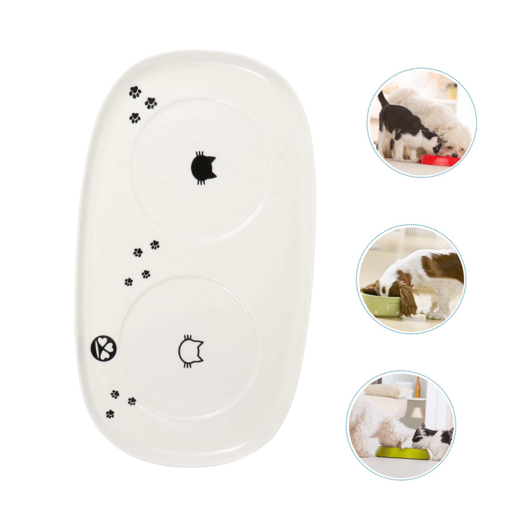 ifundom Doppelter Futternapf-Teller Für Katzen Keramik-Wasser Futter-Tray Rutschfestes Design Leicht Zu Reinigen Zum Schutz Von Böden Für Zusätzliche Flexibilität Fütterung