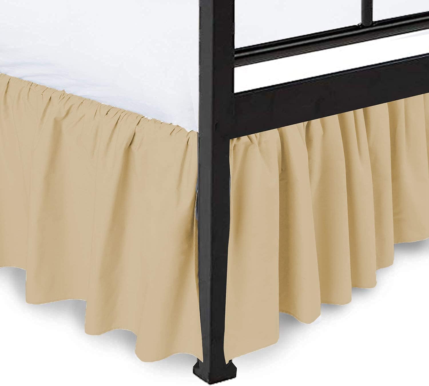 Buy Home Fabric collection Split Corners Dust Ruffled Bed Skirt Queen, Taupe, 12 Inch Drop Soft