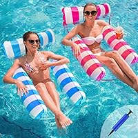 MLRYH 2 Stück Luftmatratze Pool, Pool Spielzeug 4 In 1 Aufblasbare Wasserspielzeug Pool Zubehör, Pool Aufblasbar Wasser Hängematte für Sessel Matratzen Sitz Schwimmmatratze mit Infloator-Pumpe.