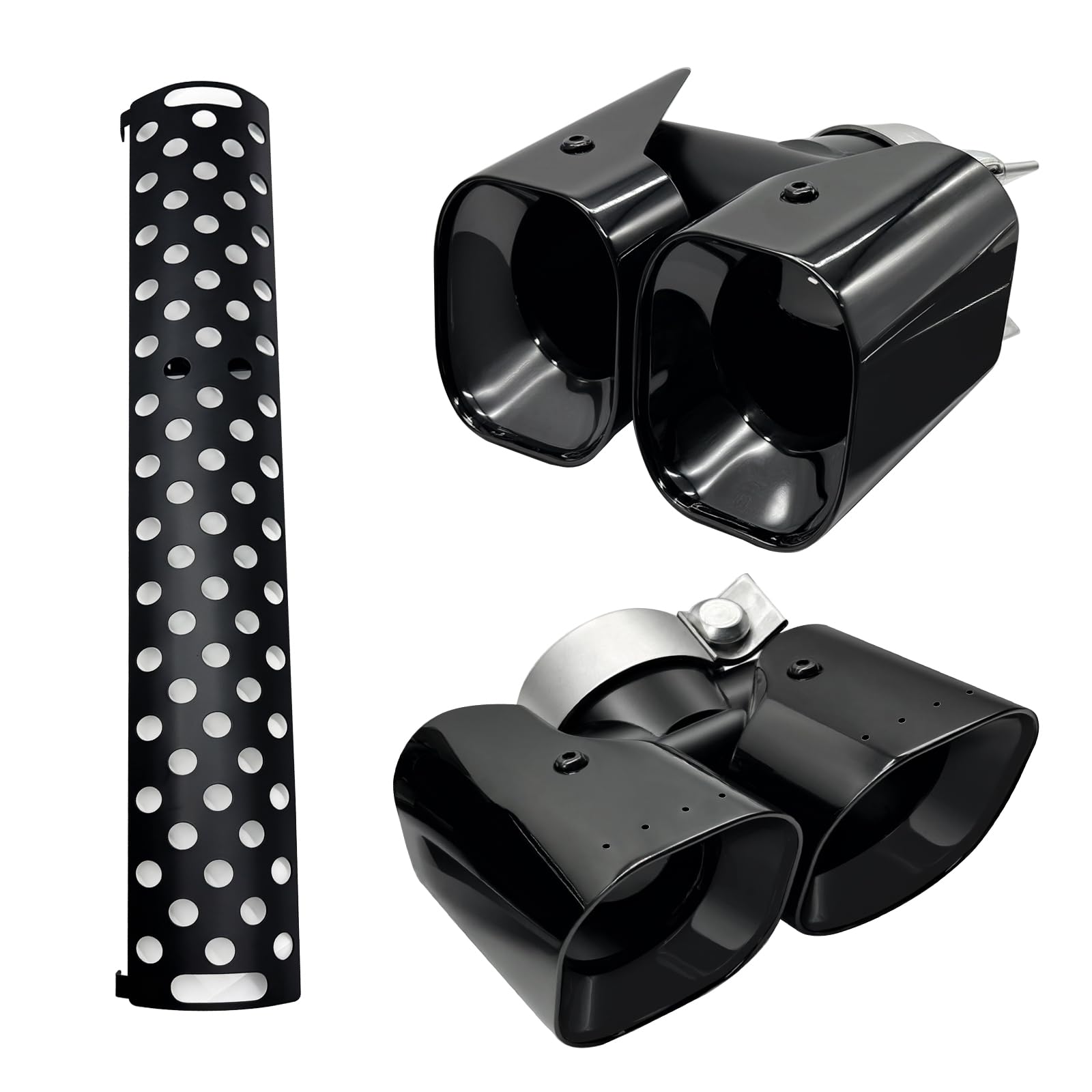 Stainless Steel Exhaust Tip Extension Kit, Decorative Throat and Tail Pipe Guard Board, Exterior Accessories Compatible with Land Rover Defender 90/110/130 3.0L 2020-2025
