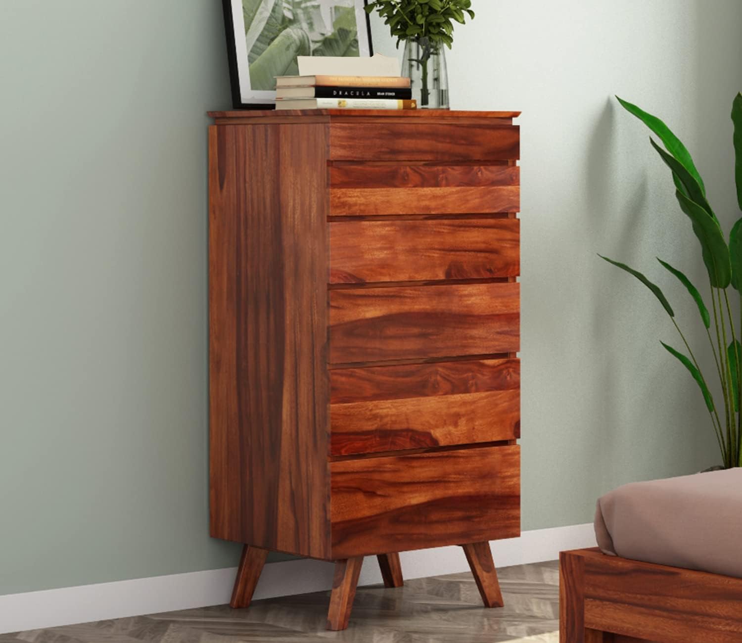- Sheesham Wooden Chest of Drawer with 6 Spacious Drawers Storage for Elegant Living Room Storage - Chest of Drawers Wooden Drawer Cabinet for Bedroom & Home (Honey, Lauren)