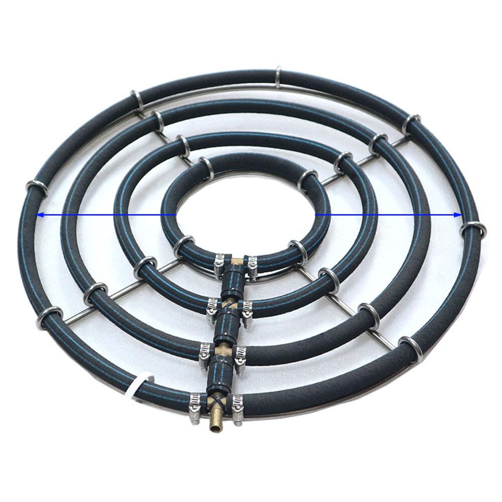Difusor de aire para estanque, acero inoxidable, aireador hidropónico con peso KoiPond, triple anillo, mejora la salud de los peces y las plantas (4 bucles/Ø45 cm)