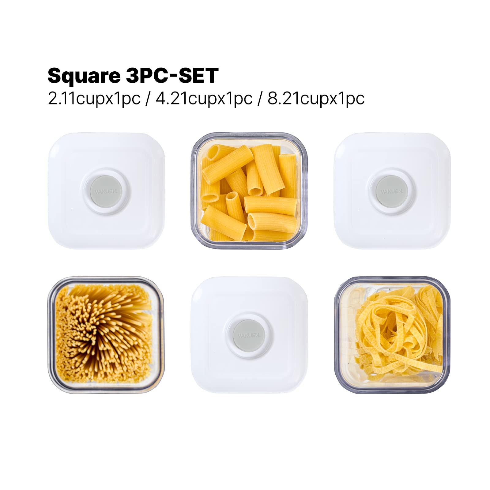 VAKUEN Premium Luftdichte Frischhaltedosen, Smart One-Click Seal Deckel, ohne Scharniere, patentiertes Doppelsilikon-Futter, 100% auslaufsicher, spülmaschinen-, gefrier- und mikrowellengeeignet