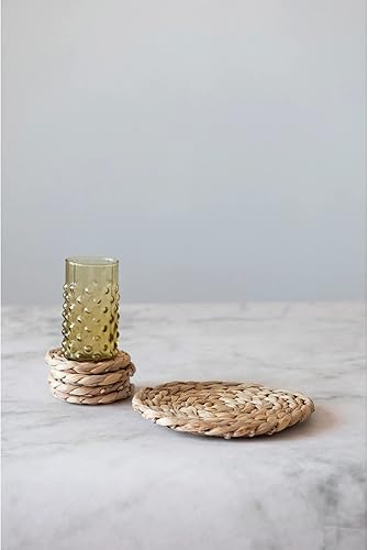 Miniatura 4 de Creative Co-Op Salvamanteles de jacinto de agua tejidos a mano y posavasos redondos de 4 pulgadas, juego de 5