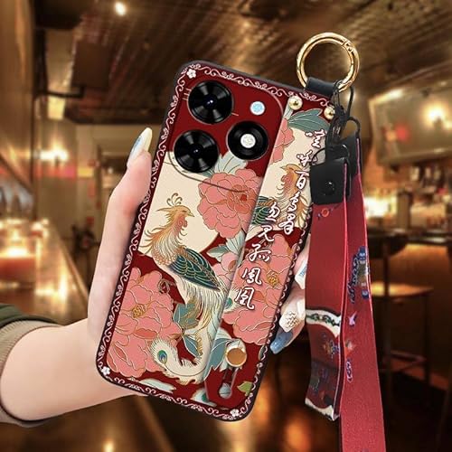Phone Case Compatible with infinix Smart10 HD/X6525D, Wrist Strap Waterproof Ring Dirt-resistant Back Cover Anti-knock Shockproo