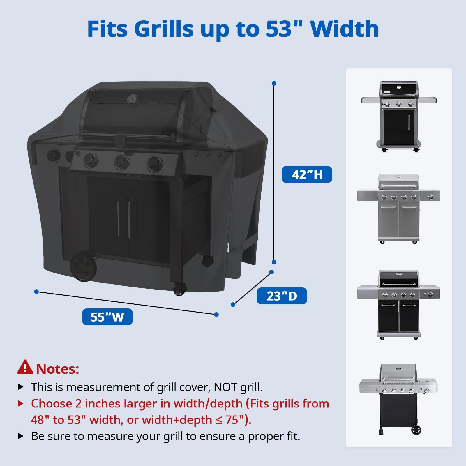 SunPatio Osłona grilla gazowego 140 cm, zewnętrzna osłona grilla do Weber, Charbroil, Nexgrill i Brinkmann, wytrzymała, wodoodporna, odporna na warunki atmosferyczne, trwała tkanina, czarna
