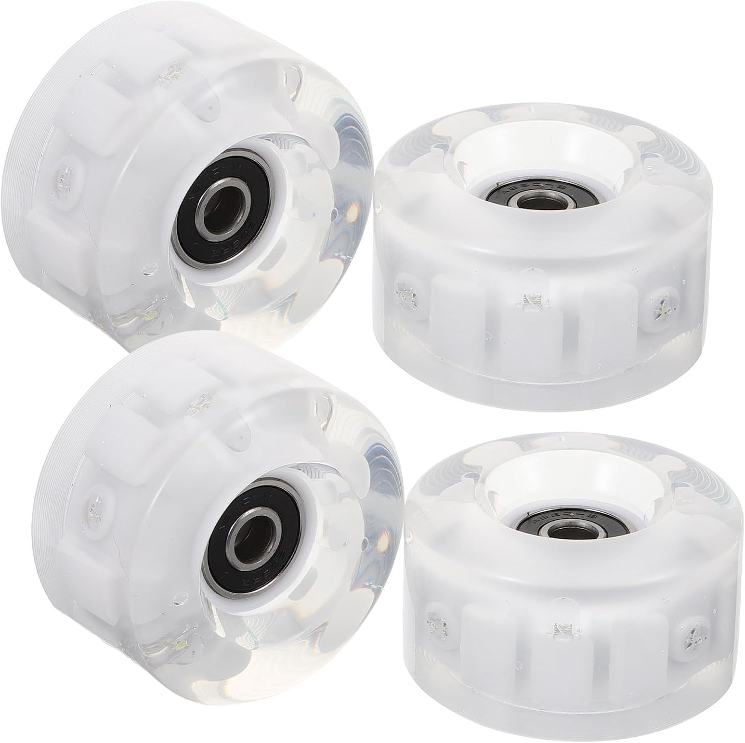 PRETYZOOM Light up Roller Skate Wheels 4pcs Pu Quad Wheels with Six High-flash Leds and Wrench, Double Row Skates Accessories for Indoor and Outdoor Roller Skating