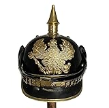 THE ARMOUR WORLD WWI & WWII German Prussian Pickelhaube Helmet with Brass Accents, Imperial Officer Spike Helmet, Wearable Replica for Medieval Costumes, LARP, SCA