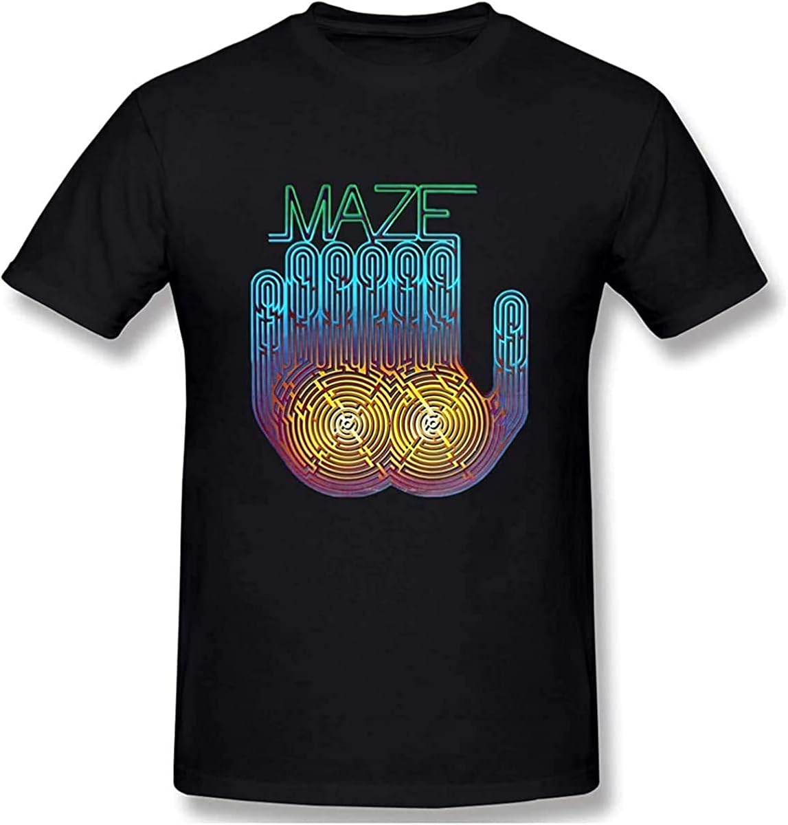 Mens Shirt Cotton Maze Frankie Beverly Tour 2016 Print with Round Neck