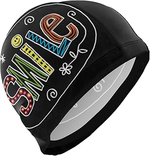 Dallonan Swimming Cap Cartoon Colored Unisex Adult Swim Cap Polyester