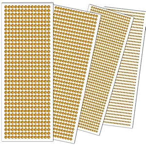 3090 Pcs Self-Adhesive Rhinestone Stickers Face Gems Stick On Hair Jewels Eye Gems Body Glitter Jewel Stickers For DIY Crafts Nail Makeup Decor Scrapbooking Embellishments 4 Sizes 3/4/5/6 mm (Gold)