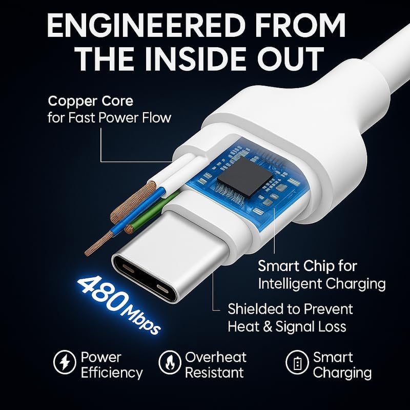 Image of Samsung 25W Original Type C to C 3.3 FT Fast Charging USB C Cable High-Speed & Data Transfer Compatible with Samsung Galaxy M15,F15,A15,A14,M14,F14,M34,F34,A34,A54,S21 Fe 5G,S22,S23 Type-C Cord,White