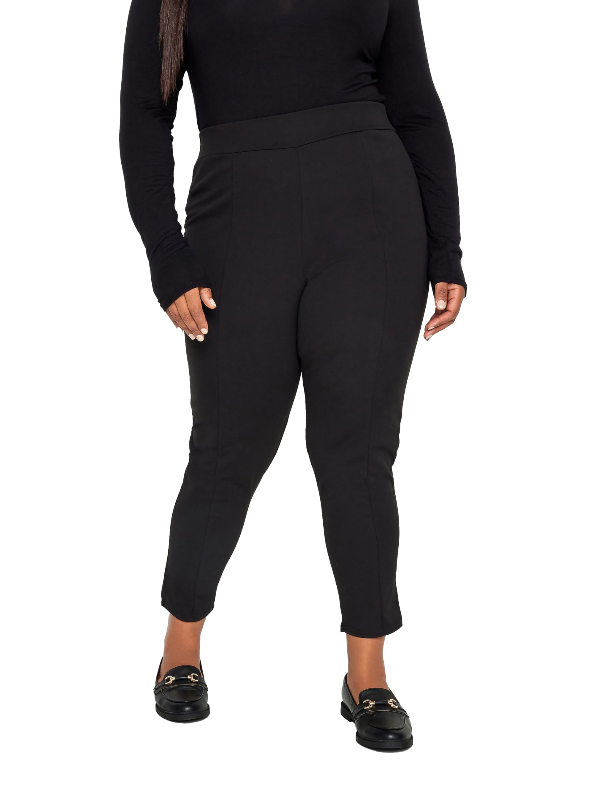 Yours Women's Stretch Tapered Trousers in Black | Size: 16