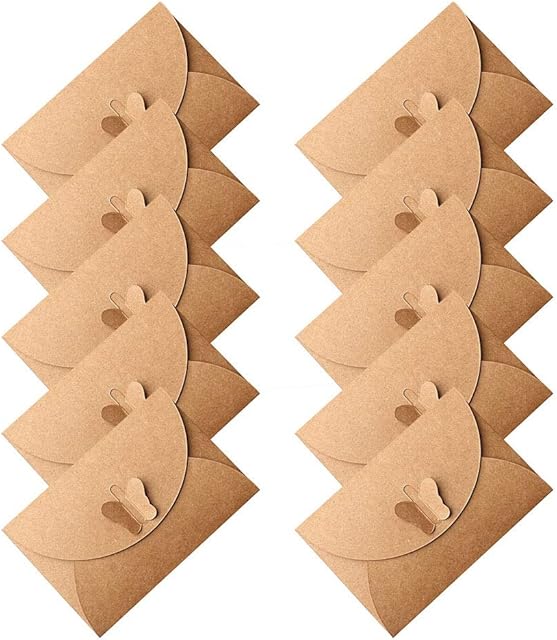 nuosen Mini Card Envelopes,50 Packs Thanksgiving Gift Card Envelopes with Butterfly Paper Clasp for Birthday Christmas Valentine's Party Supplies