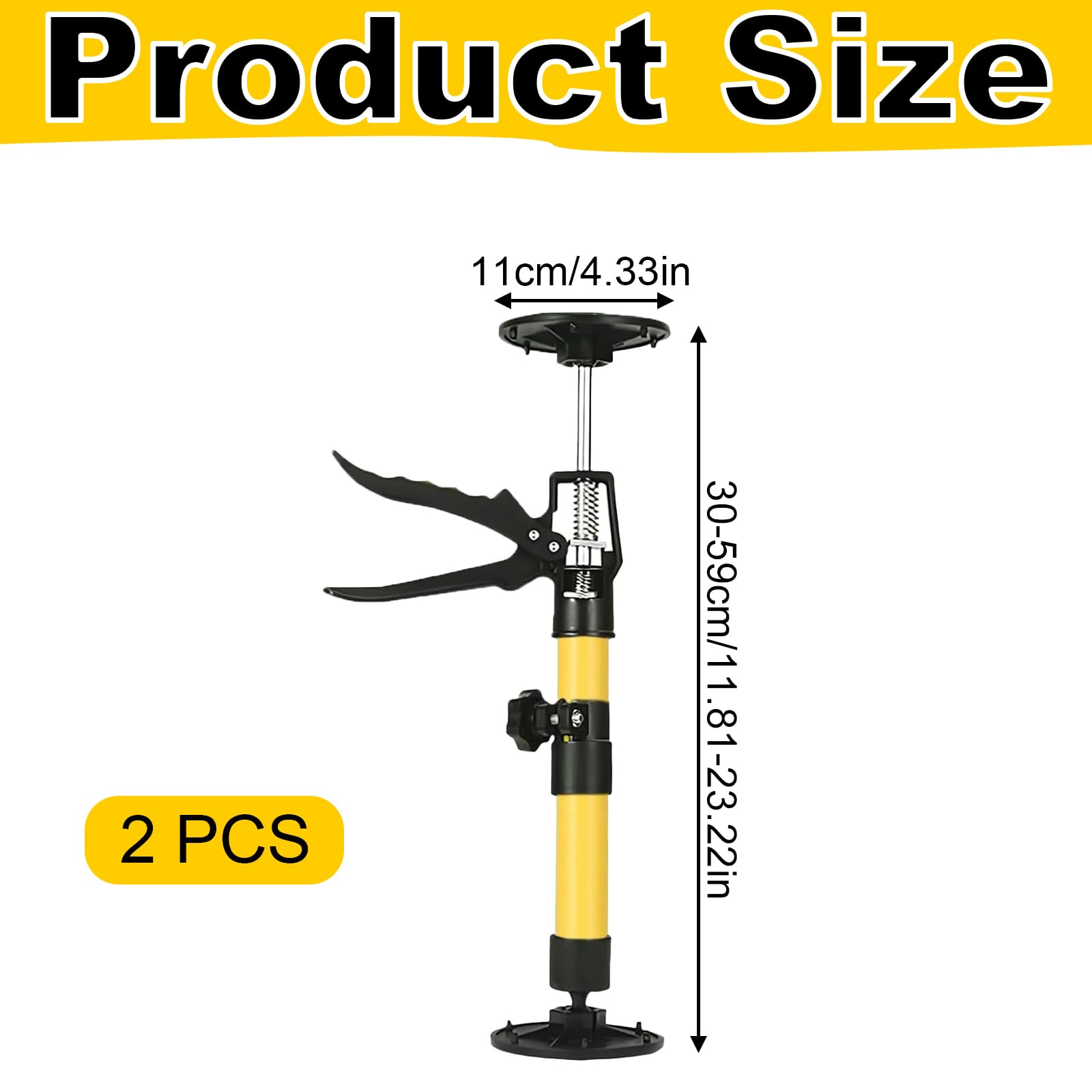 2 Stück Deckenstütze, Zargenspanner Montagestütze Türzargenspanner 30-59 cm Teleskopstange Einhandstütze Türspanner 50 kg Tragkraft Teleskopstützen für Türzargen Schränken