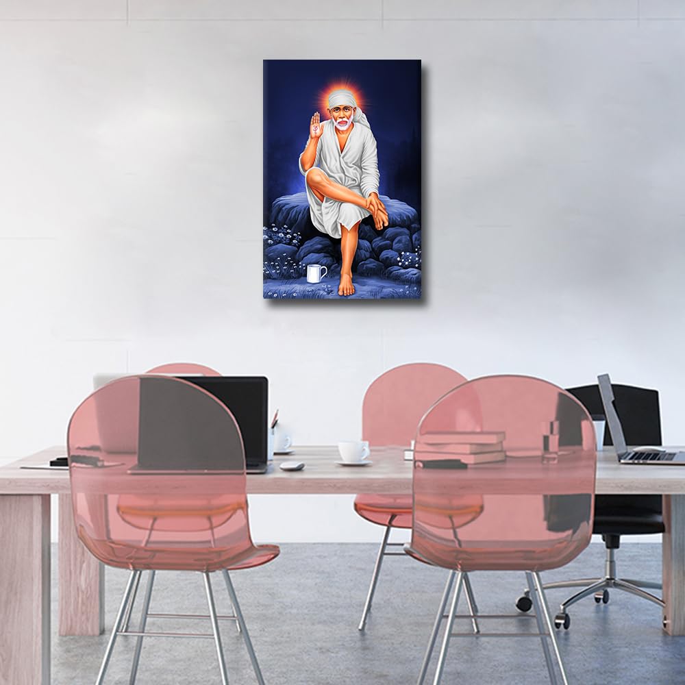 Canvas Wall Art Hindu Saint Sathya Sai Baba Pictures Prints on Canvas for Living Room Bedroom Wall Decoration Framed Stretched Ready to Hang 24x16inch - Image 4
