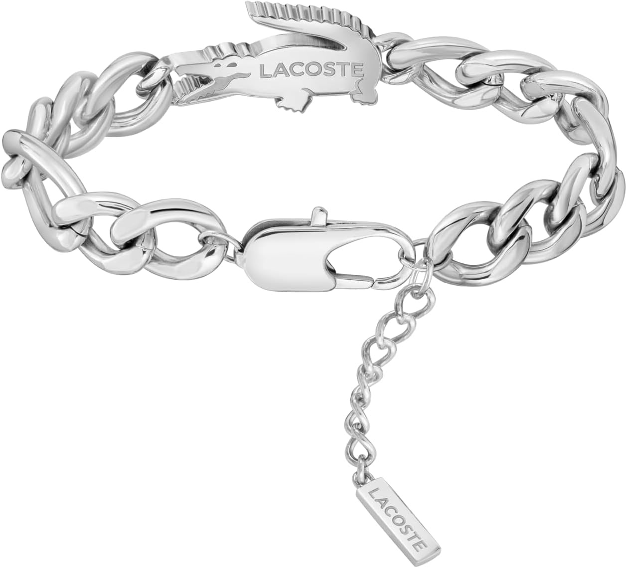 Lacoste Crocodile Chain Bracelet for Men and Women - Stainless Steel Jewelry, Adjustable Design - Iconic Style, Striking Collection - Gift for Him or Her